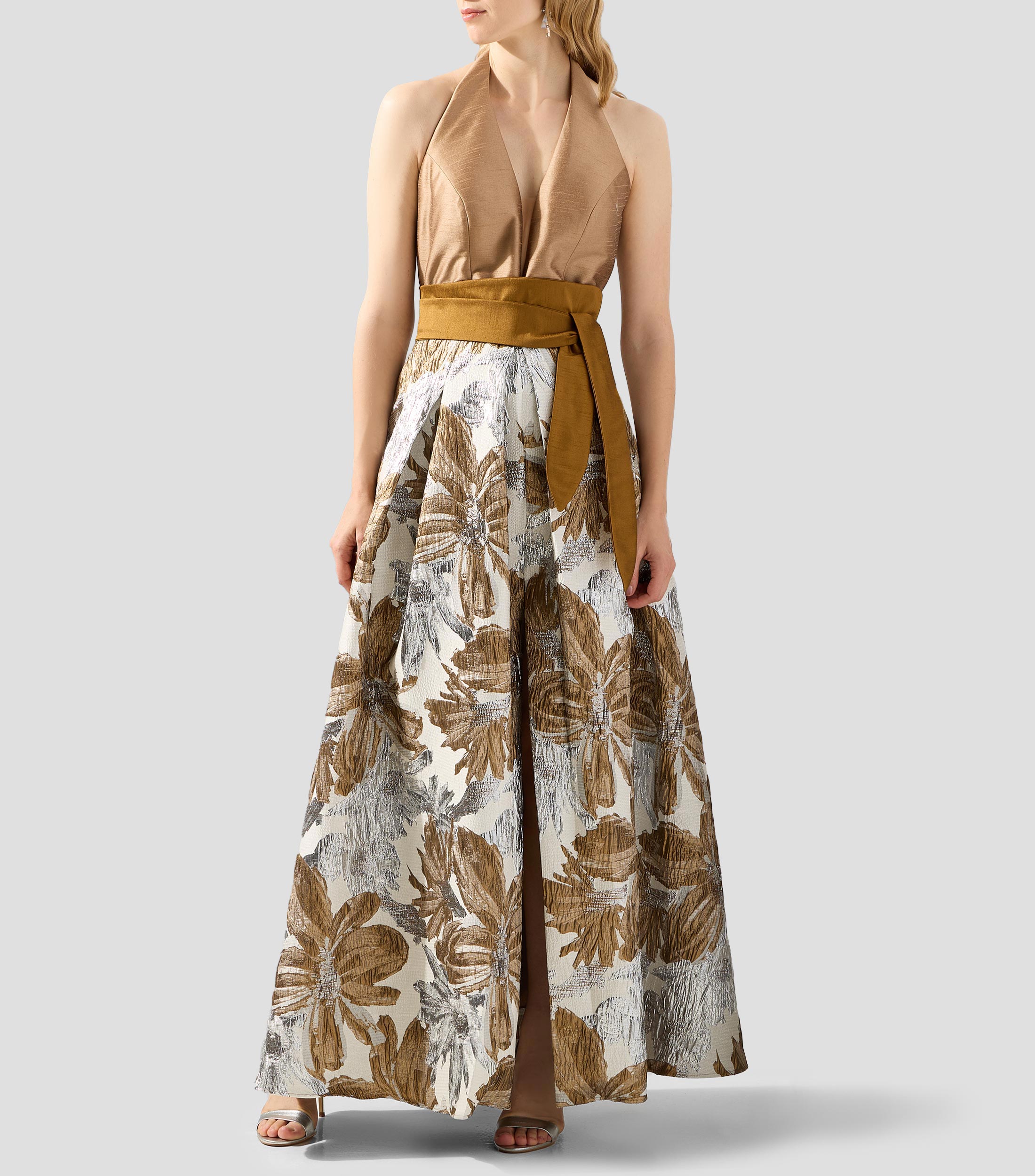 Vestido de fiesta largo estampado Mujer